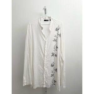 MURANO Linen Button Down Shirt White | 3XL